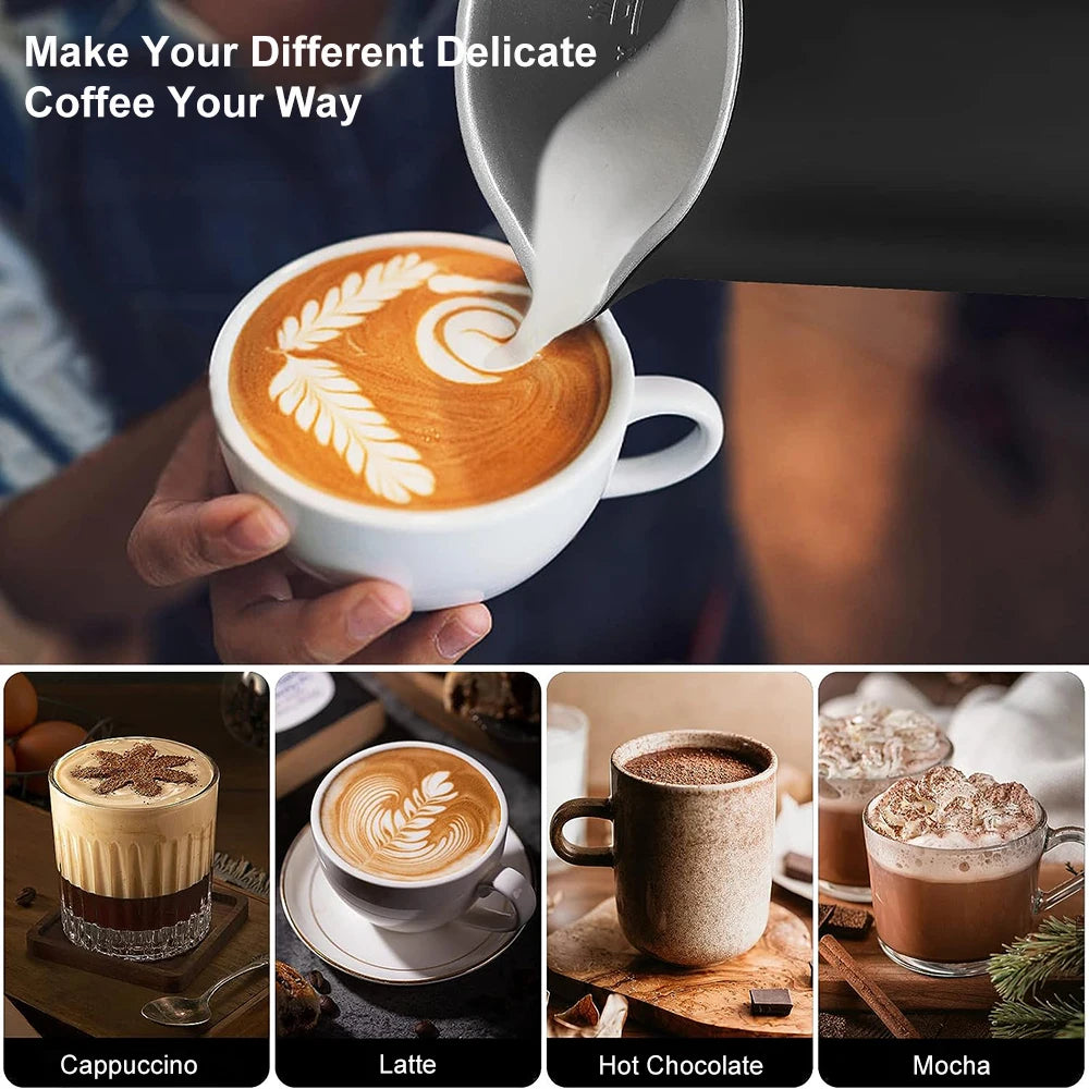 4-in-1 Electric Milk Frother & Foam Maker for Hot & Cold Coffee Drinks - BudgetSpender