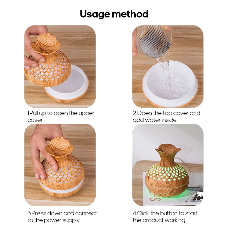 300ml Wood Grain USB Aroma Diffuser & Humidifier - BudgetSpender