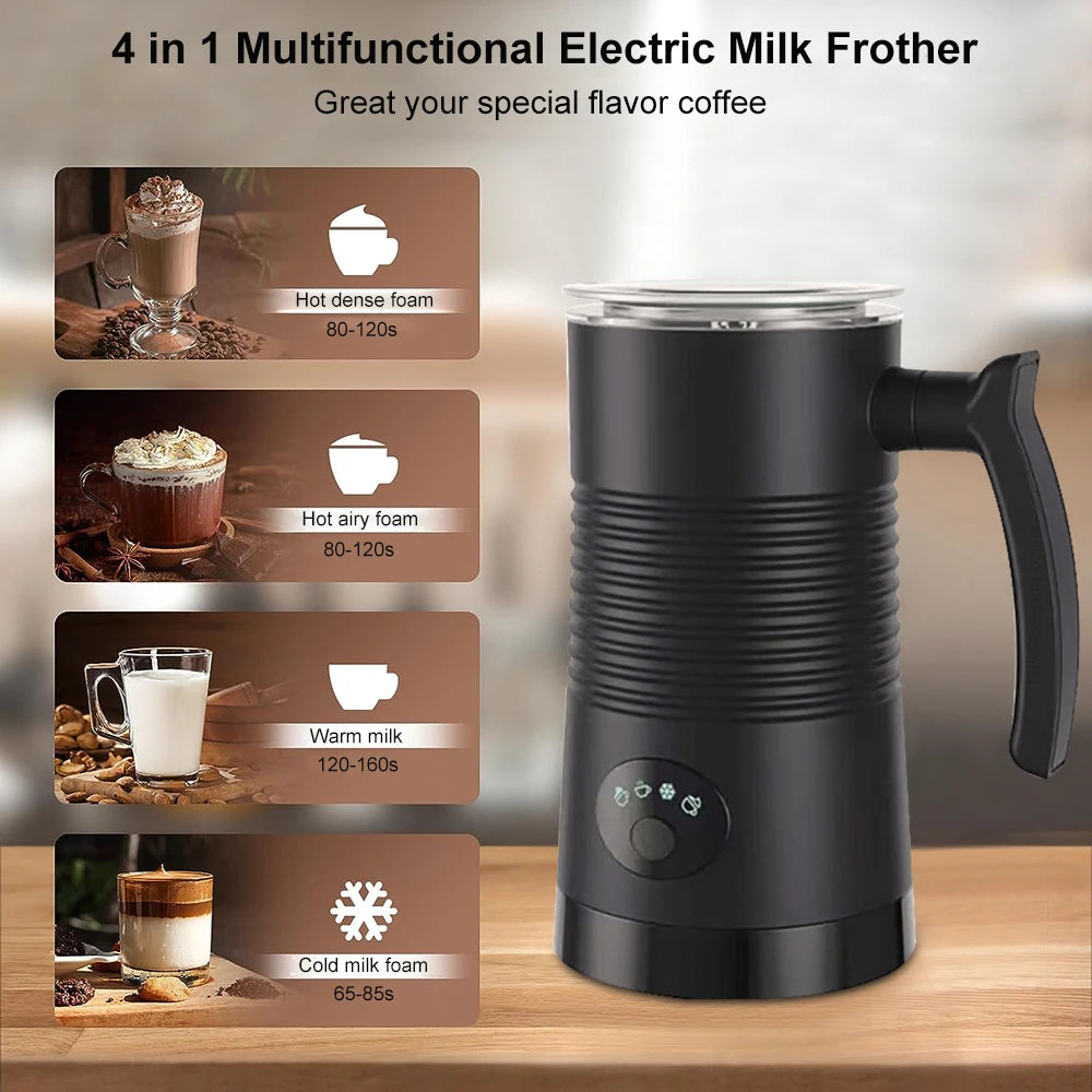 4-in-1 Electric Milk Frother & Foam Maker for Hot & Cold Coffee Drinks - BudgetSpender