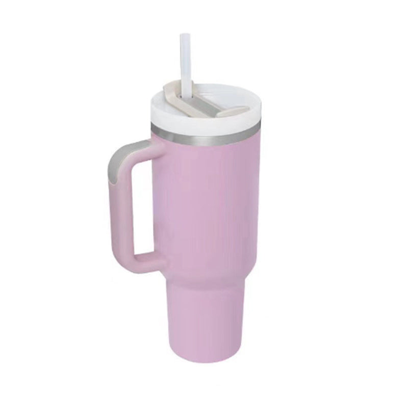 40 Oz Insulated Tumbler with Handle & Straw – Stainless Steel Travel Mug with Lid - BudgetSpender