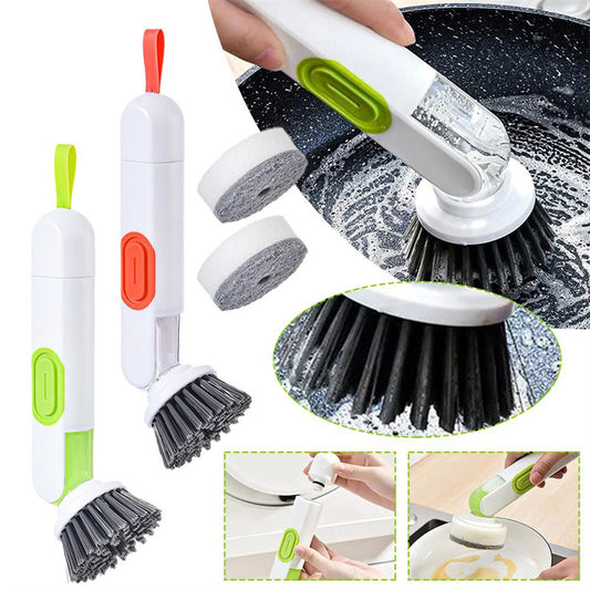 2-in-1 Dish Brush with Soap Dispenser – Ergonomic Cleaning Brush for Non-Stick Cookware, Pots, and Pans - BudgetSpender
