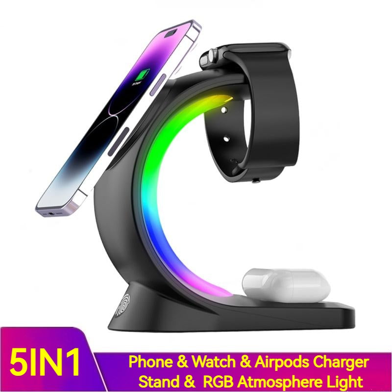 4-in-1 Magnetic Wireless Charger – Fast Charging with Atmosphere Lighting - BudgetSpender