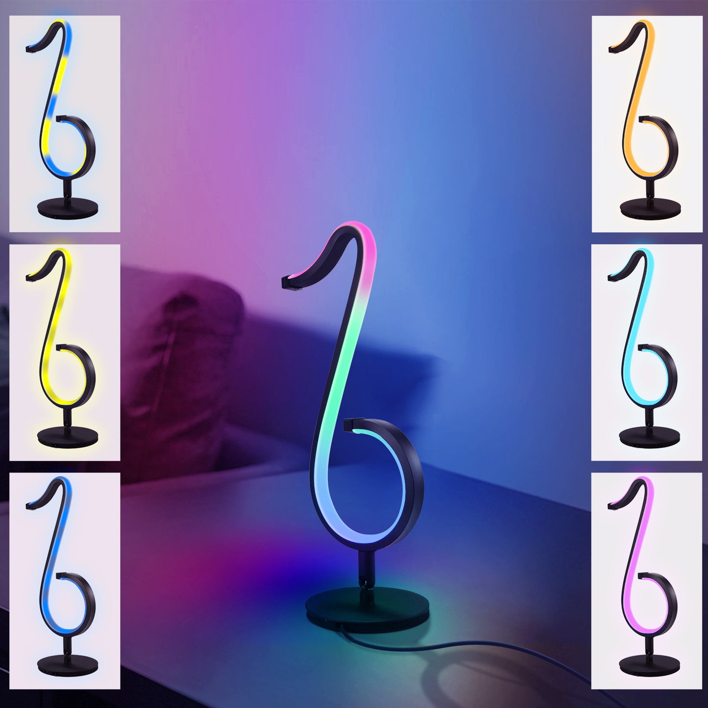 Intelligent APP Remote Control Symphony Atmosphere Light – 180° Rotating LED Night Light for Desktop, Bedside, and Home Decor - BudgetSpender