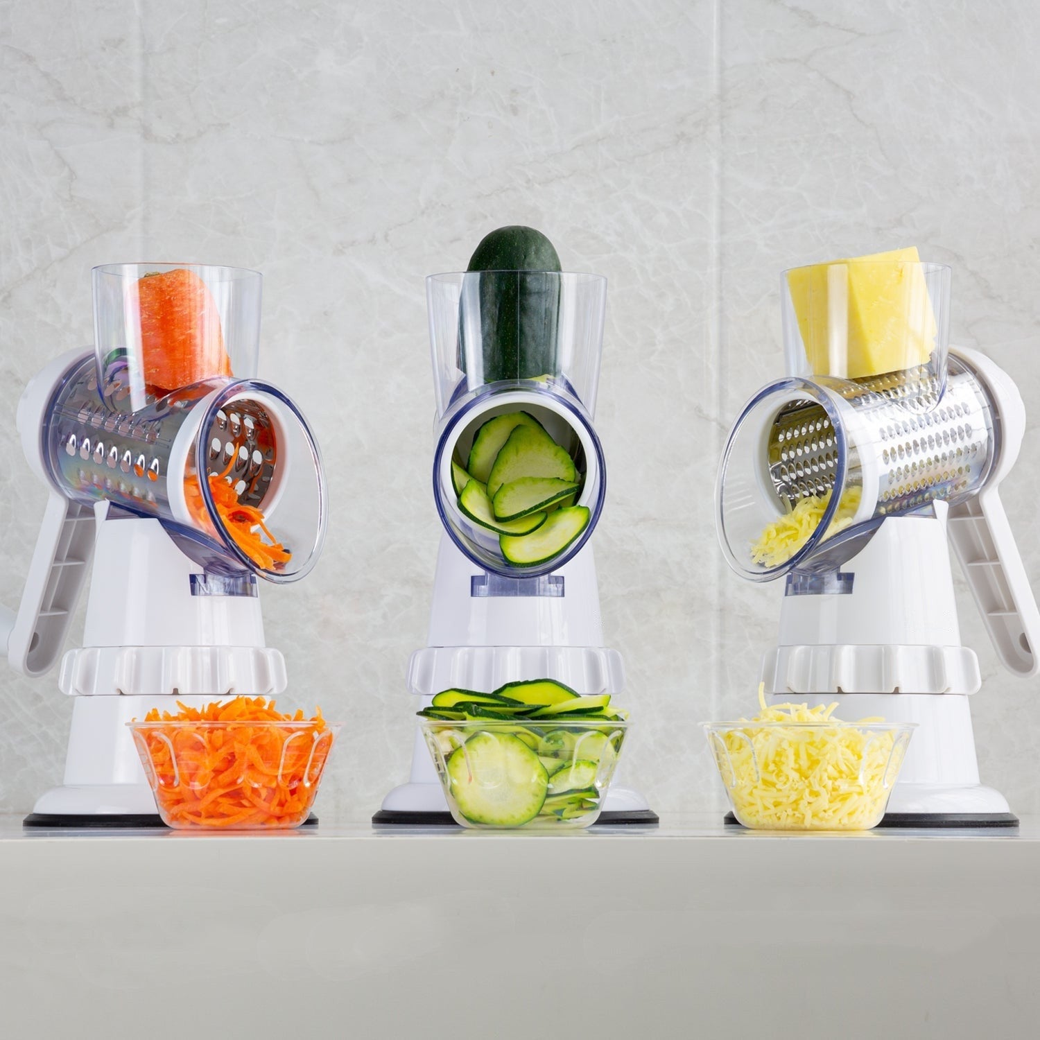 3 in 1 Vegetable Slicer & Grater – Manual Round Chopper Mandolin Shredder - BudgetSpender
