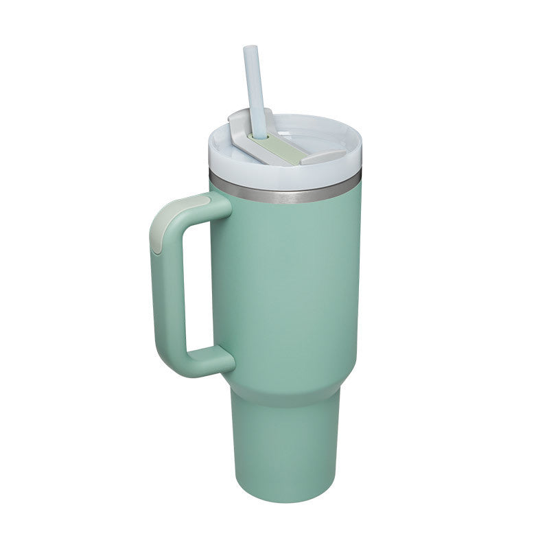 40 Oz Insulated Tumbler with Handle & Straw – Stainless Steel Travel Mug with Lid - BudgetSpender