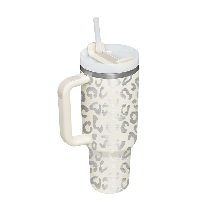 40 Oz Insulated Tumbler with Handle & Straw – Stainless Steel Travel Mug with Lid - BudgetSpender