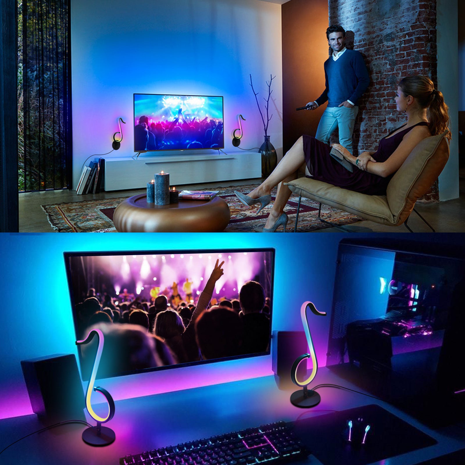 Intelligent APP Remote Control Symphony Atmosphere Light – 180° Rotating LED Night Light for Desktop, Bedside, and Home Decor - BudgetSpender