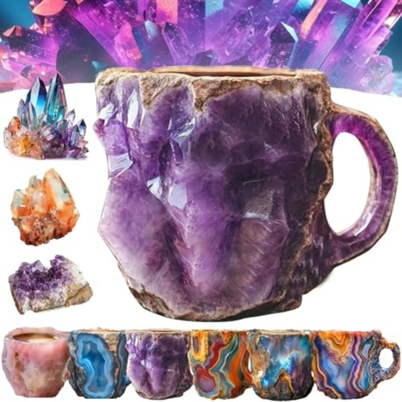 400ml Resin Mineral Crystal Coffee Mug with Handle – Elegant Mineral Crystal Cup for Home & Office Decor - BudgetSpender
