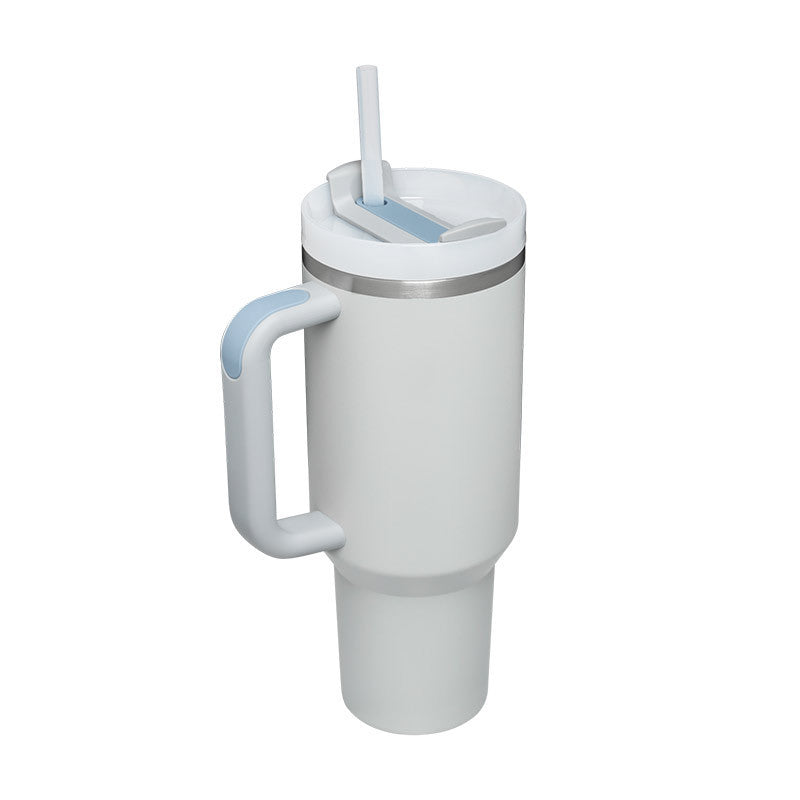 40 Oz Insulated Tumbler with Handle & Straw – Stainless Steel Travel Mug with Lid - BudgetSpender