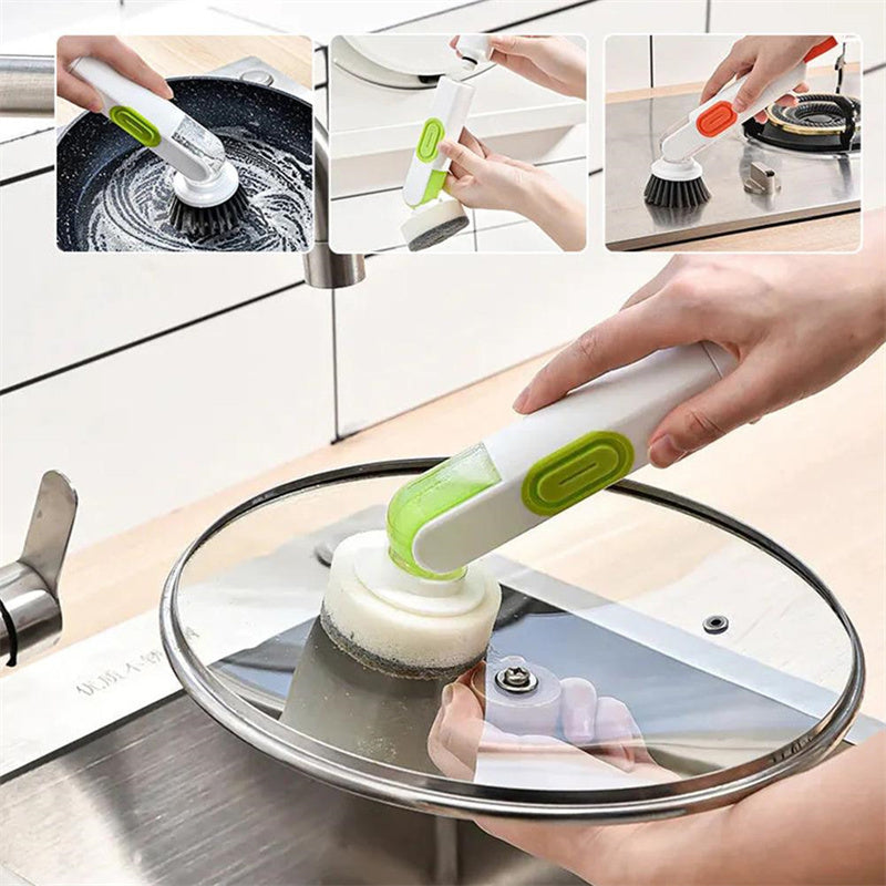2-in-1 Dish Brush with Soap Dispenser – Ergonomic Cleaning Brush for Non-Stick Cookware, Pots, and Pans - BudgetSpender