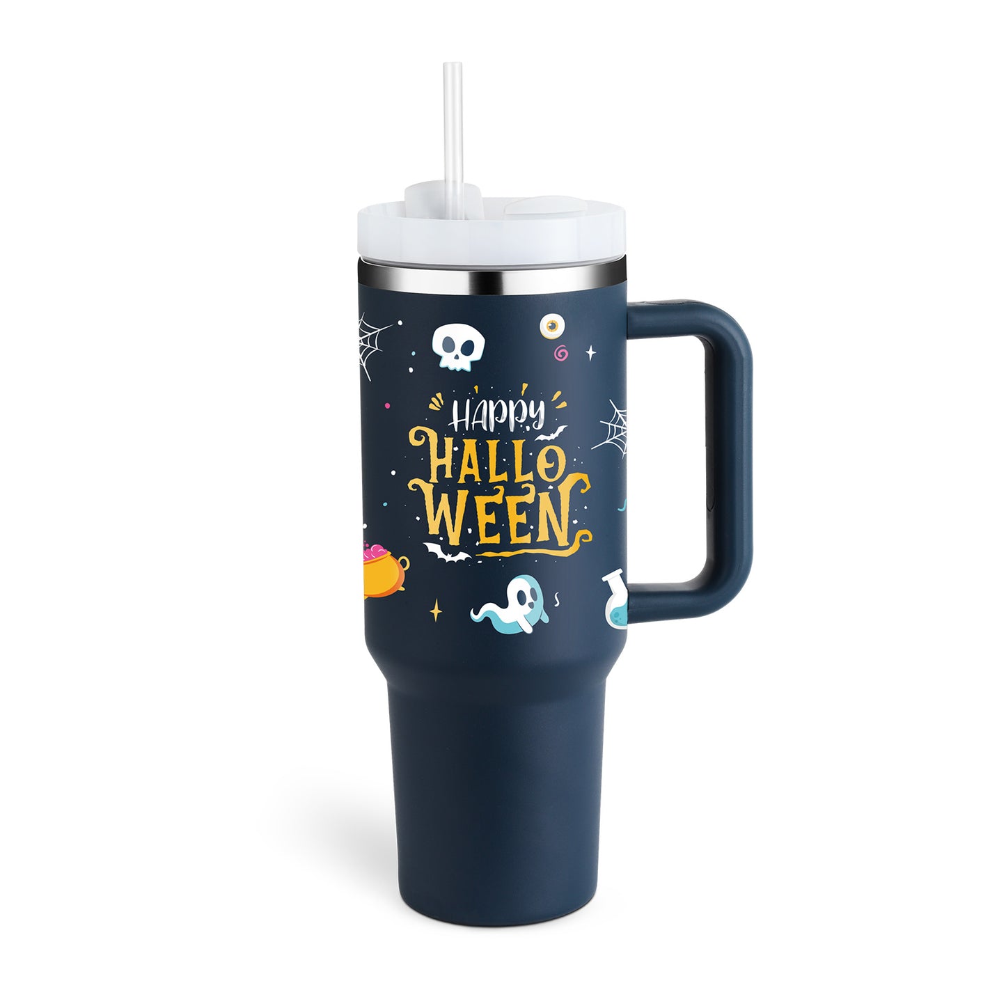 40 Oz Insulated Tumbler with Handle & Straw – Stainless Steel Travel Mug with Lid - BudgetSpender