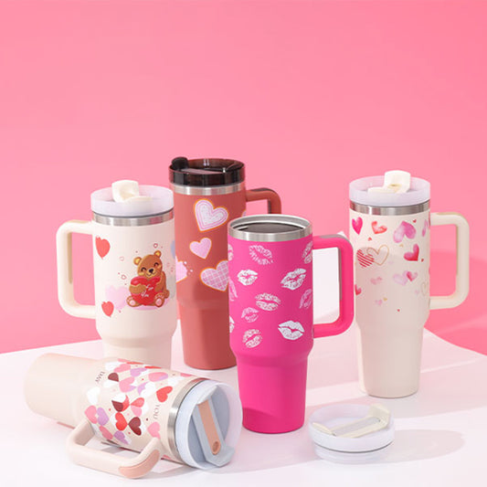 40 Oz Insulated Tumbler with Handle & Straw – Stainless Steel Travel Mug with Lid - BudgetSpender