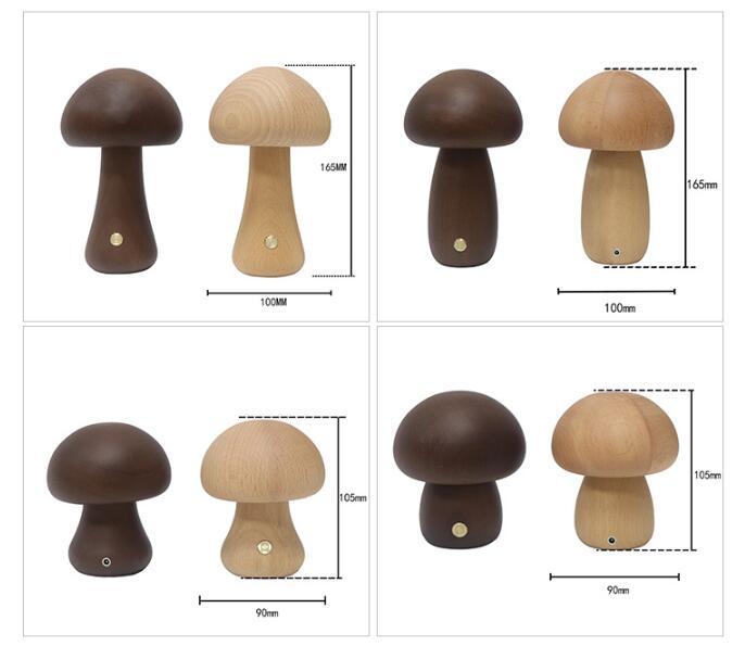 INS Wooden Cute Mushroom LED Night Light – Touch Switch Bedside Lamp - BudgetSpender