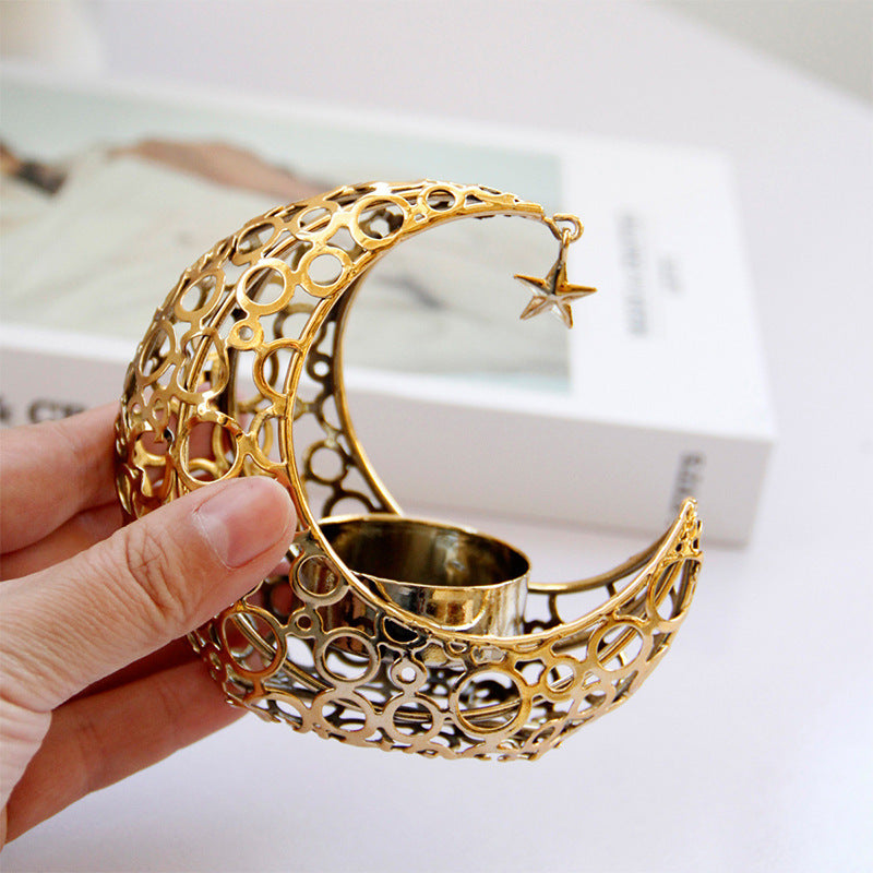 Luxury Hollow Moon Metal Candle Holder - BudgetSpender