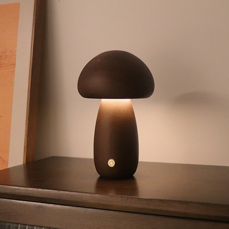 INS Wooden Cute Mushroom LED Night Light – Touch Switch Bedside Lamp - BudgetSpender
