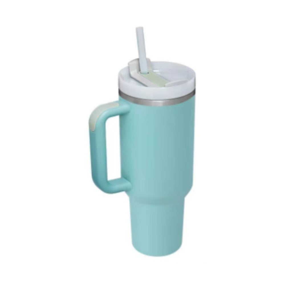 40 Oz Insulated Tumbler with Handle & Straw – Stainless Steel Travel Mug with Lid - BudgetSpender