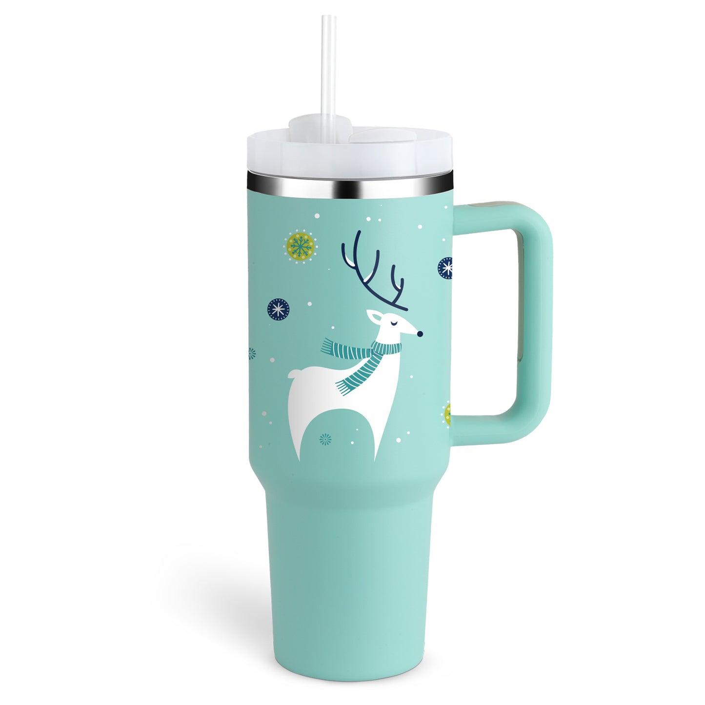 40 Oz Insulated Tumbler with Handle & Straw – Stainless Steel Travel Mug with Lid - BudgetSpender
