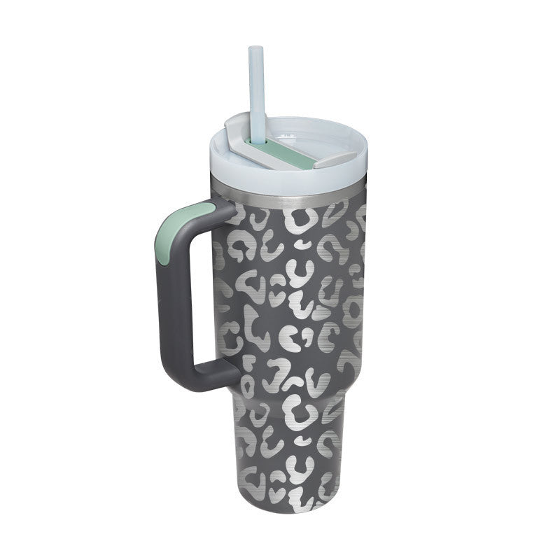 40 Oz Insulated Tumbler with Handle & Straw – Stainless Steel Travel Mug with Lid - BudgetSpender