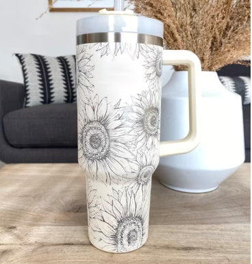 40 Oz Insulated Tumbler with Handle & Straw – Stainless Steel Travel Mug with Lid - BudgetSpender