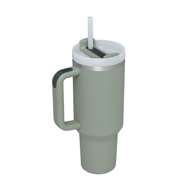 40 Oz Insulated Tumbler with Handle & Straw – Stainless Steel Travel Mug with Lid - BudgetSpender
