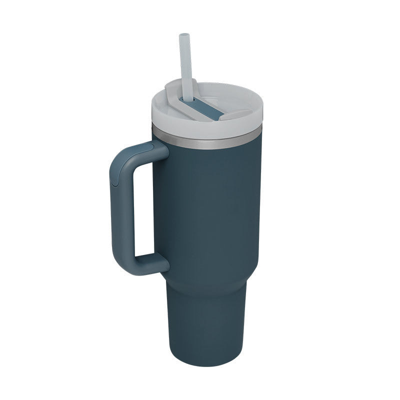 40 Oz Insulated Tumbler with Handle & Straw – Stainless Steel Travel Mug with Lid - BudgetSpender