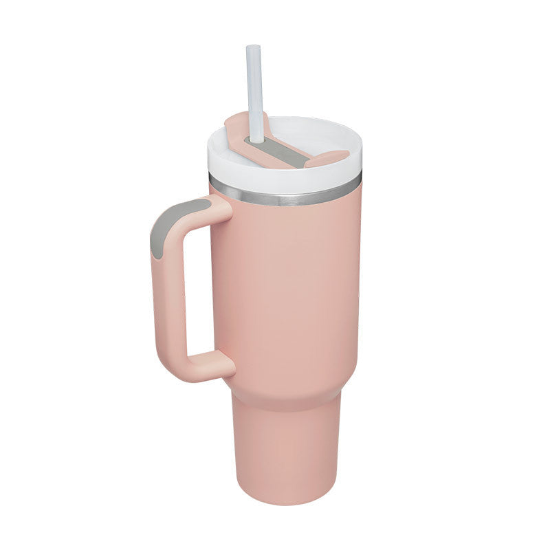 40 Oz Insulated Tumbler with Handle & Straw – Stainless Steel Travel Mug with Lid - BudgetSpender